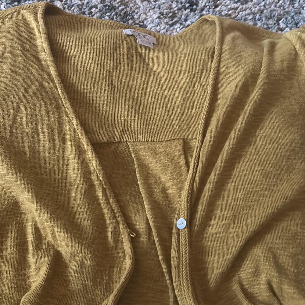 LOGO by Lori Goldstein Yellow Waterfall Cardigan - Picture 12 of 12